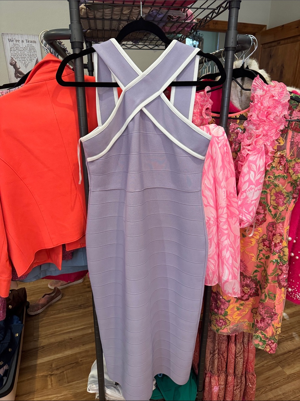 Boston Proper Lilac Midi Dress with White Trim